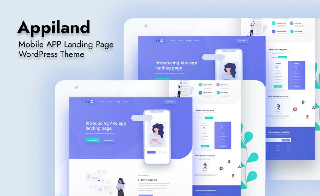 Appiland – Mobile App Landing Page WordPress Theme