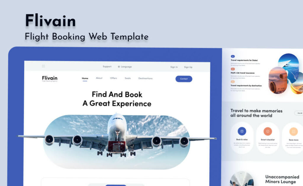 Flivain – Flight booking Responsive Web Tempalte